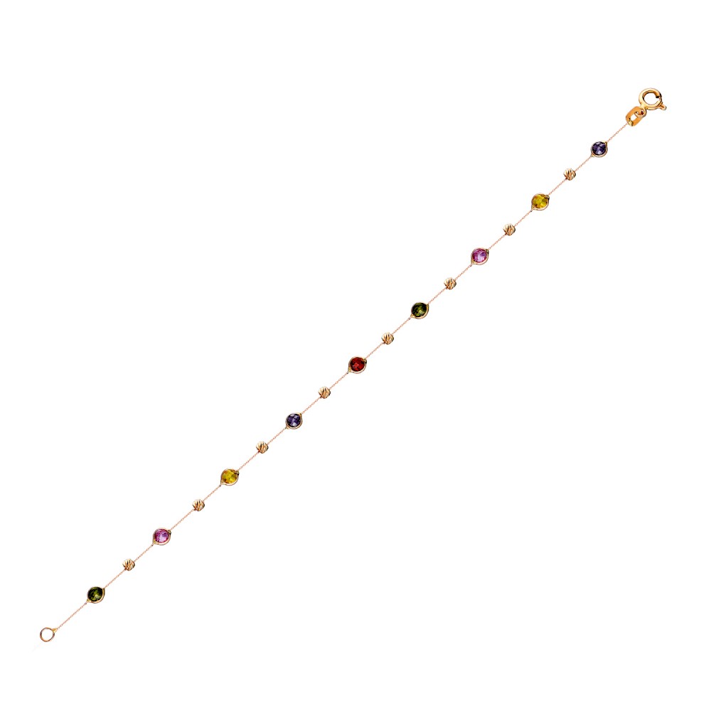 Glorria 14k Solid Gold Colored Pave Bracelet
