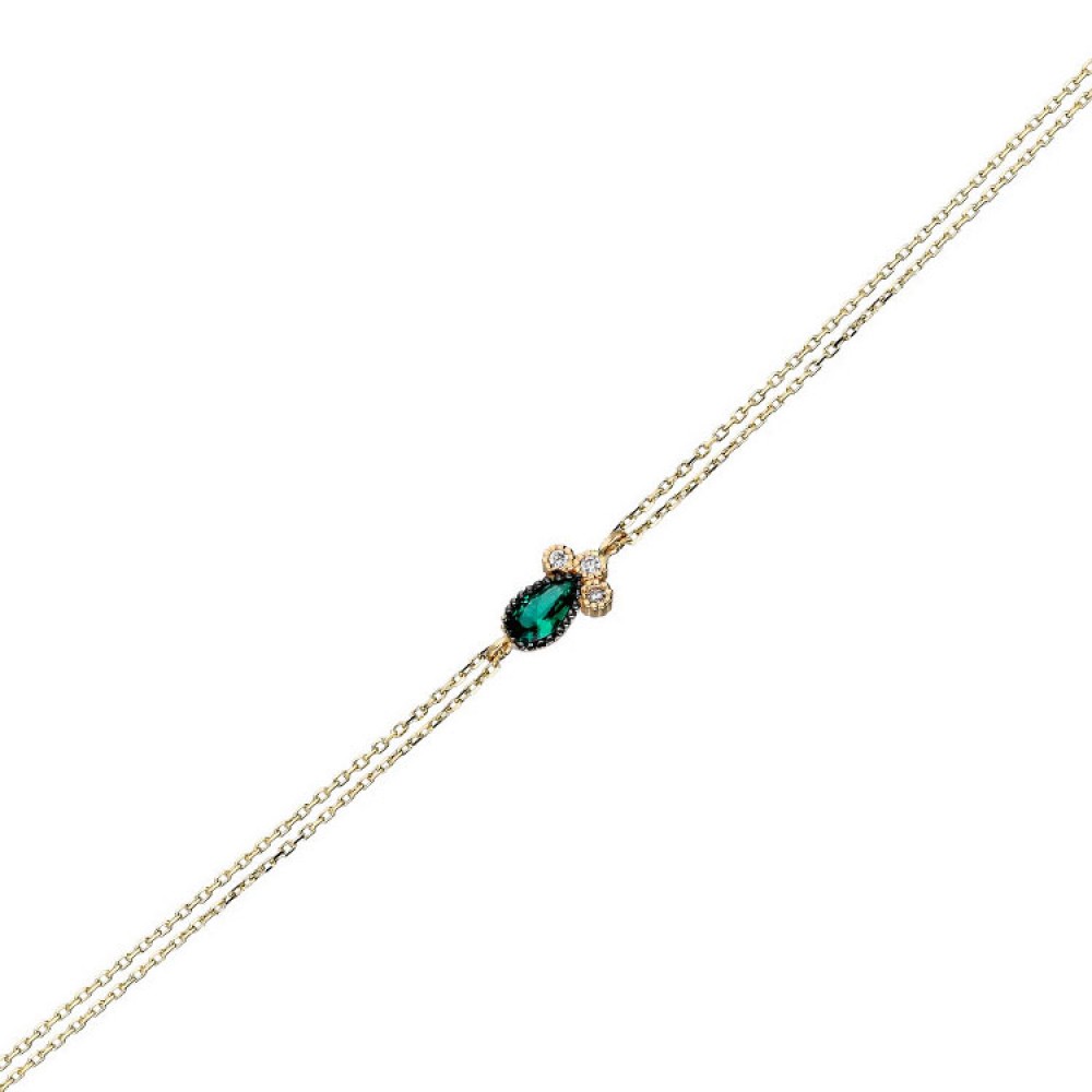 Glorria Gold  Green Pave Drop Bracelet