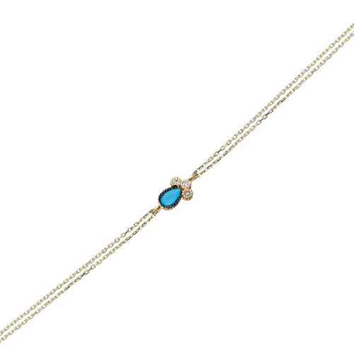 Glorria 14k Solid Gold Turquoise Pave Drop Bracelet Glorria 14k Solid Gold Turquoise Pave Drop Bracelet