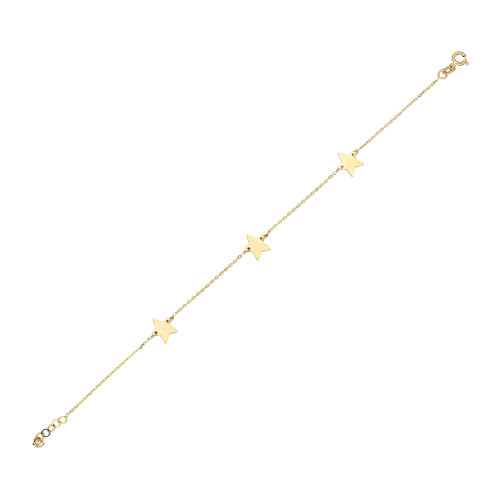 Glorria 14k Solid Gold Three Star Bracelet Glorria 14k Solid Gold Three Star Bracelet
