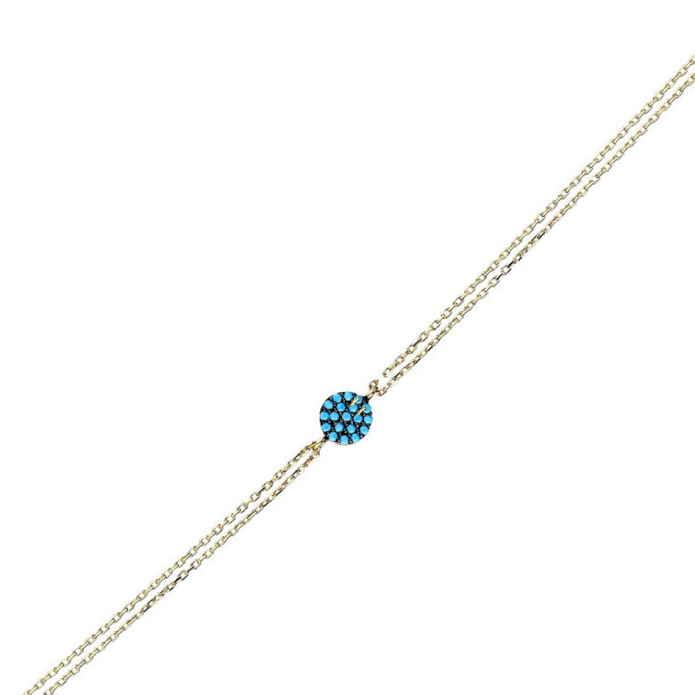 Glorria 14k Solid Gold Turquoise Pave Bracelet