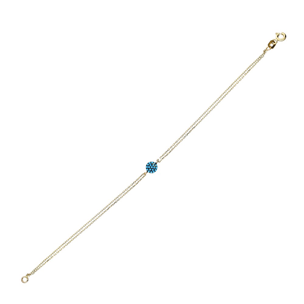 Glorria 14k Solid Gold Turquoise Pave Bracelet