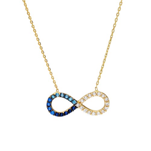 Glorria 14k Solid Gold Colored Pave Infinity Necklace Glorria 14k Solid Gold Colored Pave Infinity Necklace