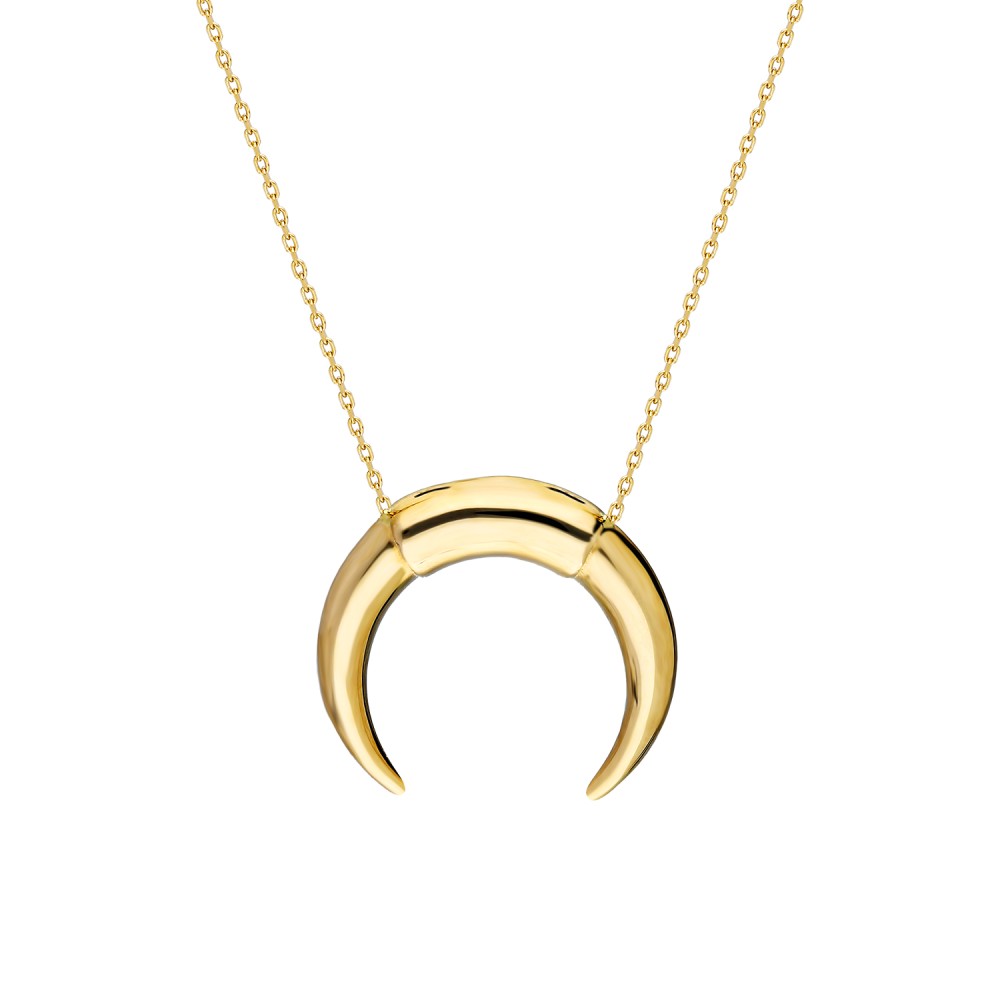 Glorria 14k Solid Gold Crescent Necklace Glorria 14k Solid Gold Crescent Necklace