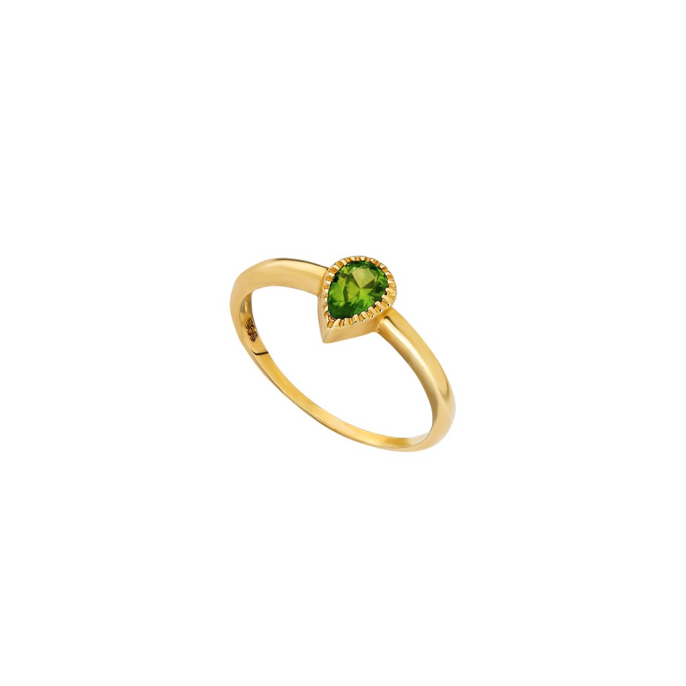Glorria 14k Solid Gold Green Drop Ring