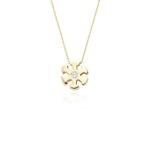 Glorria 14k Solid Gold Snowflake Necklace