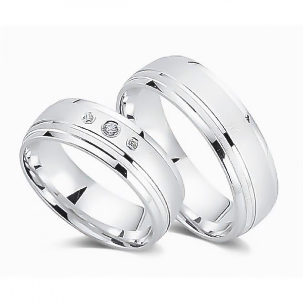 Glorria 925k Sterling Silver 6,5 mm Double Wedding Ring