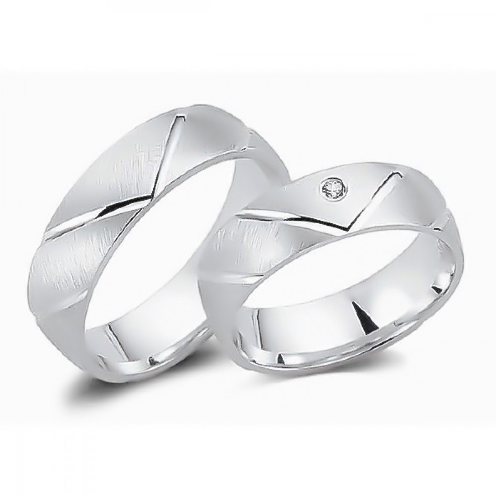 Glorria 925k Sterling Silver 6 mm Double Wedding Ring