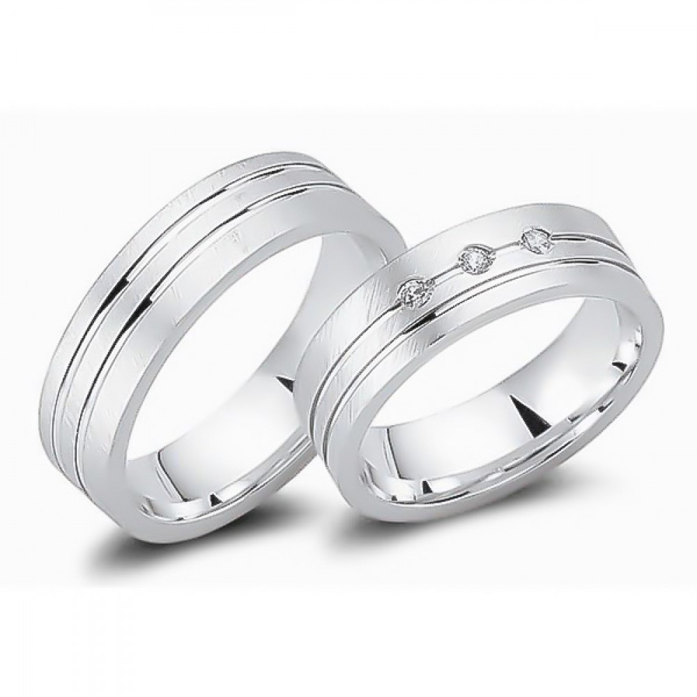 Glorria 925k Sterling Silver 6 mm Double Wedding Ring