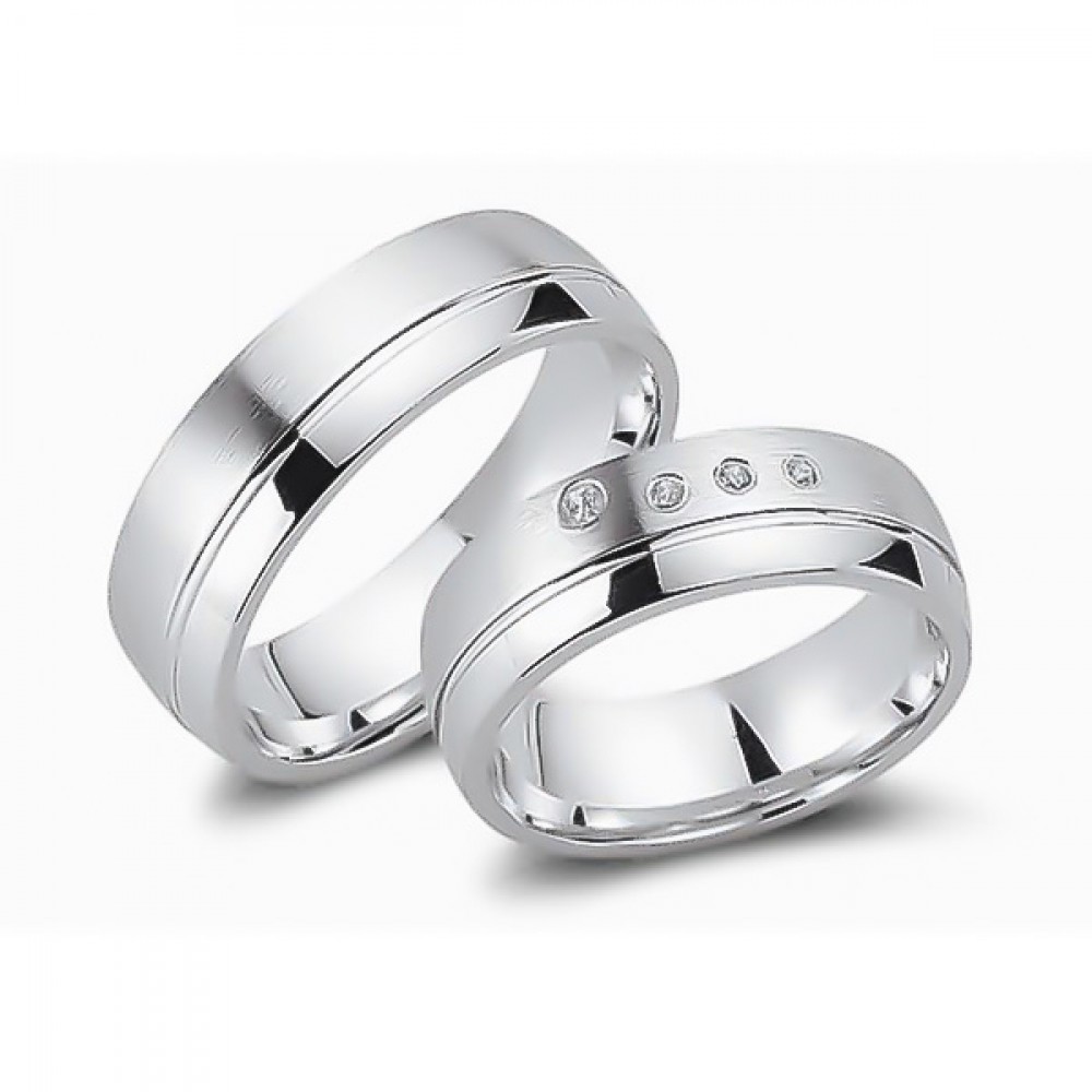 Glorria 925k Sterling Silver 6,5 mm Double Wedding Ring