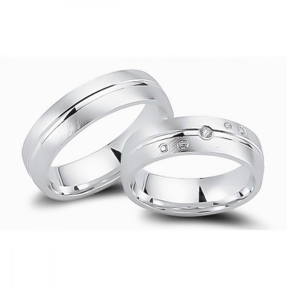 Glorria 925k Sterling Silver 6 mm Double Wedding Ring