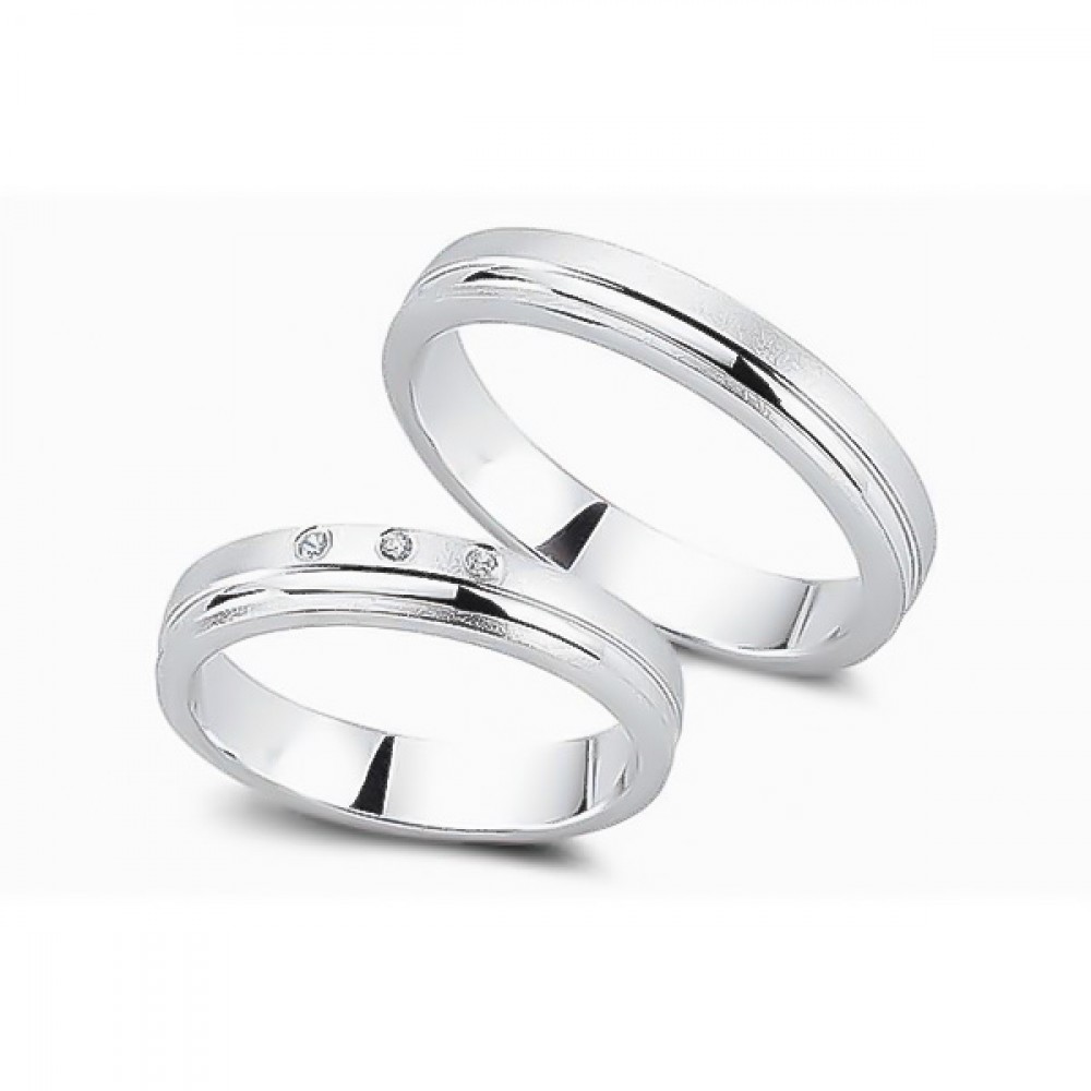 Glorria 925k Sterling Silver 4 mm Double Wedding Ring