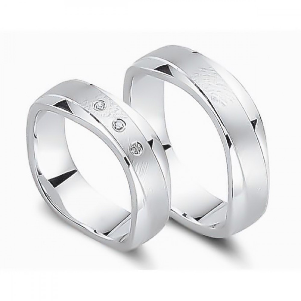 Glorria 925k Sterling Silver 6,5 mm Double Wedding Ring