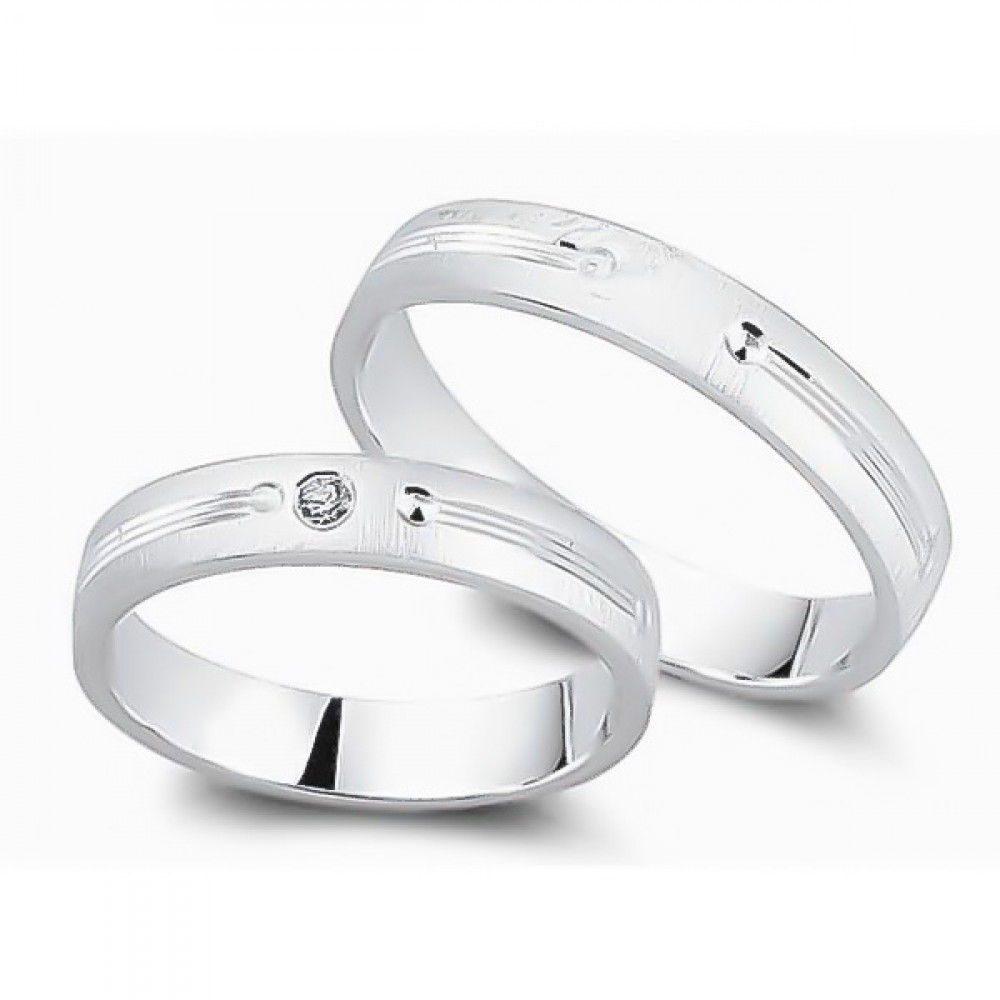 Glorria 925k Sterling Silver 4 mm Double Wedding Ring