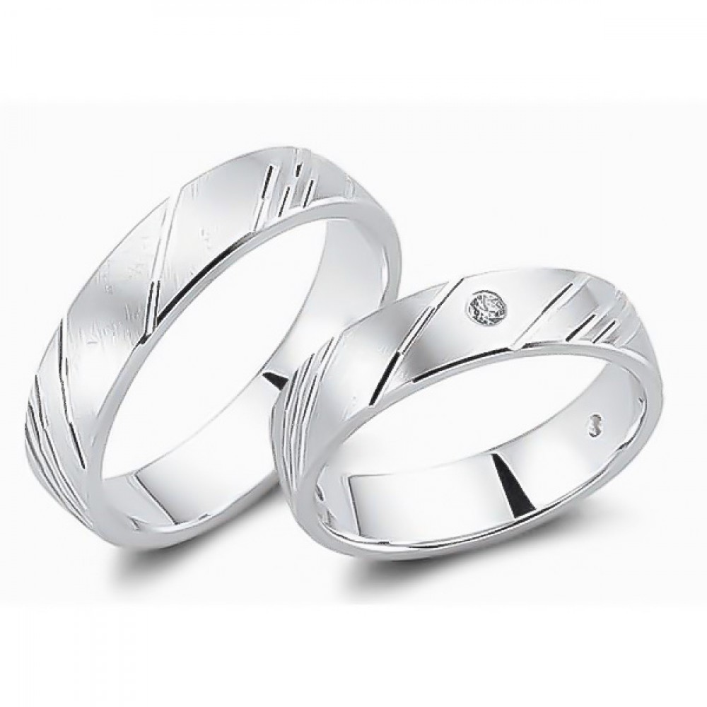 Glorria 925k Sterling Silver 5 mm Double Wedding Ring