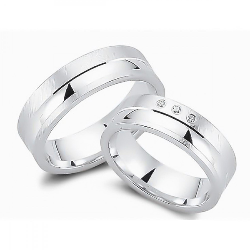 Glorria 925k Sterling Silver 6,5 mm Double Wedding Ring