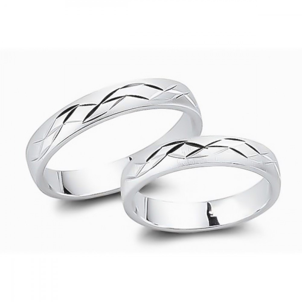 Glorria 925k Sterling Silver 4 mm Double Wedding Ring