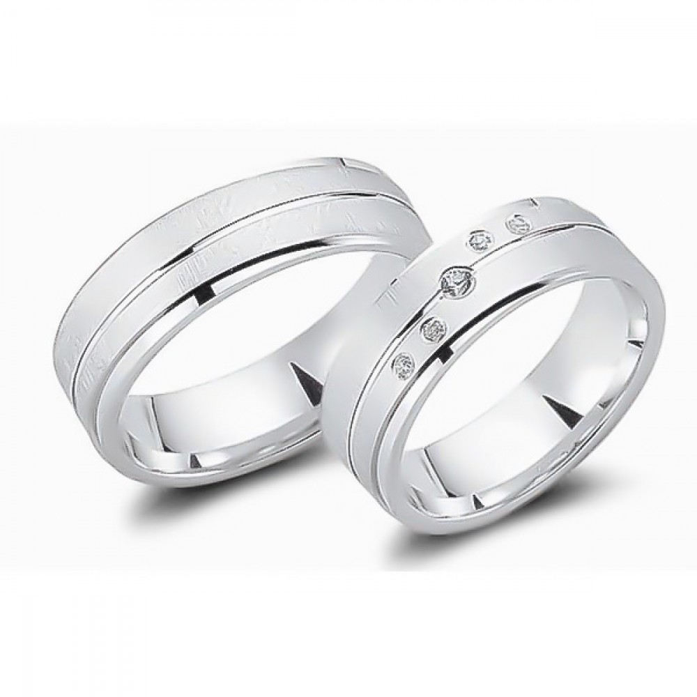 Glorria 925k Sterling Silver 6,5 mm Double Wedding Ring