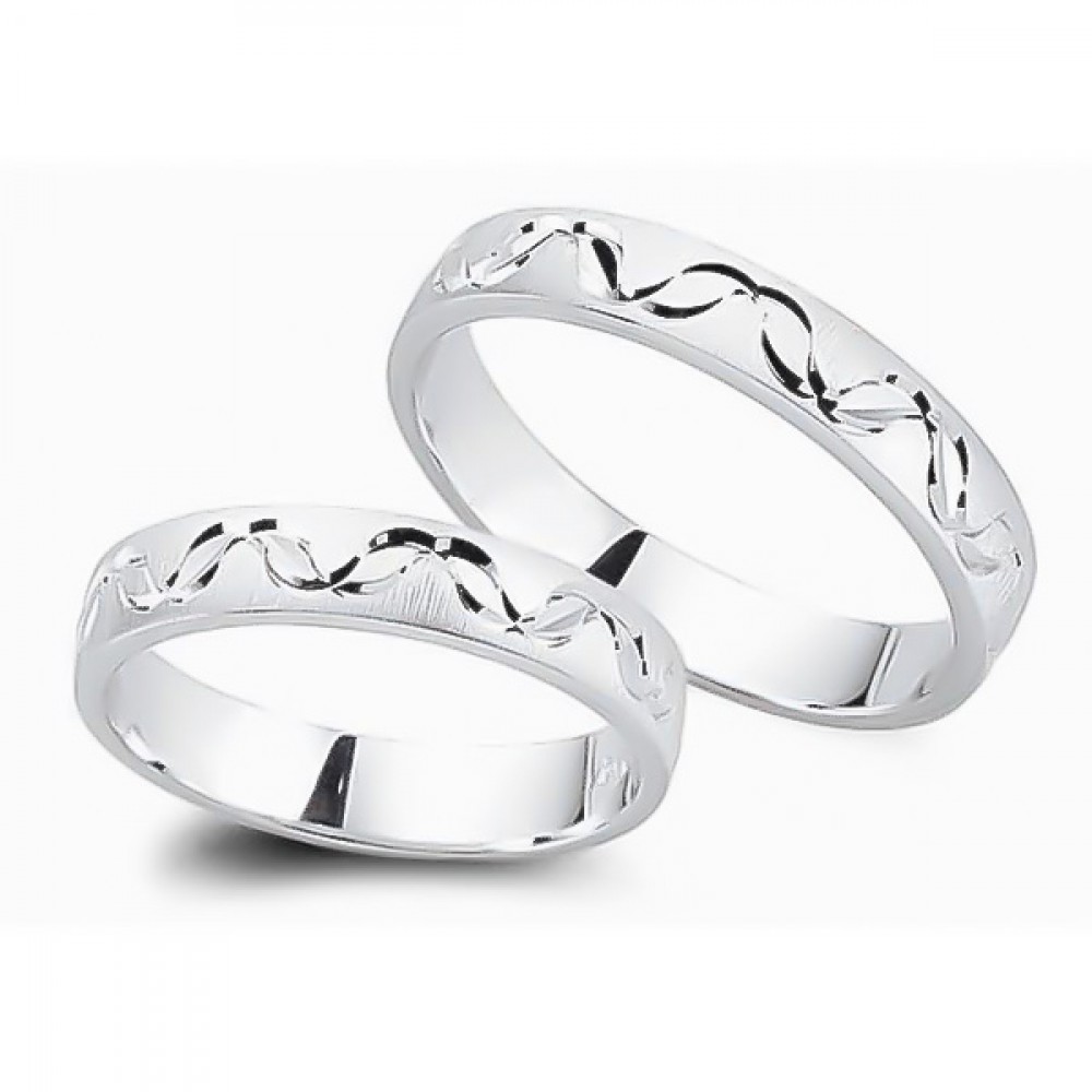 Glorria 925k Sterling Silver 4 mm Double Wedding Ring