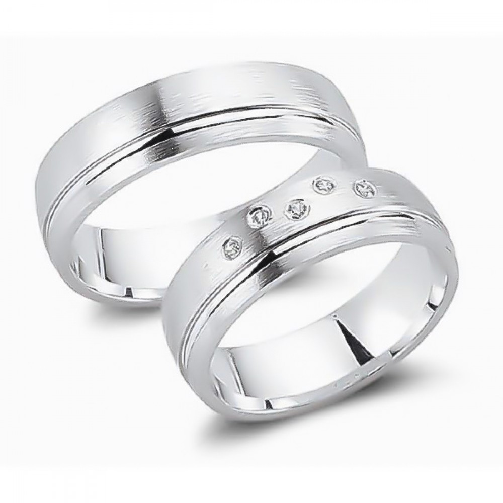 Glorria 925k Sterling Silver 6 mm Double Wedding Ring