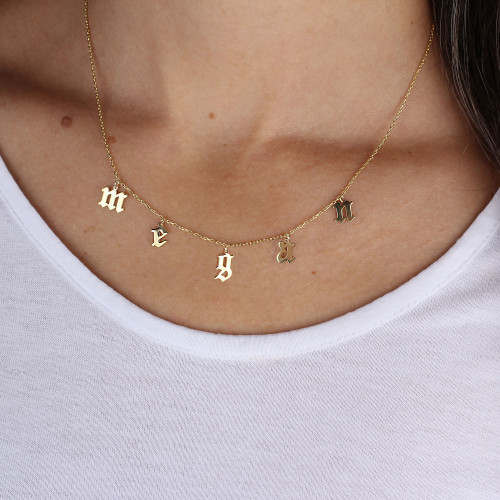 Glorria 925k Sterling Silver Personalized Gothic Word Necklace Glorria 925k Sterling Silver Personalized Gothic Word Necklace