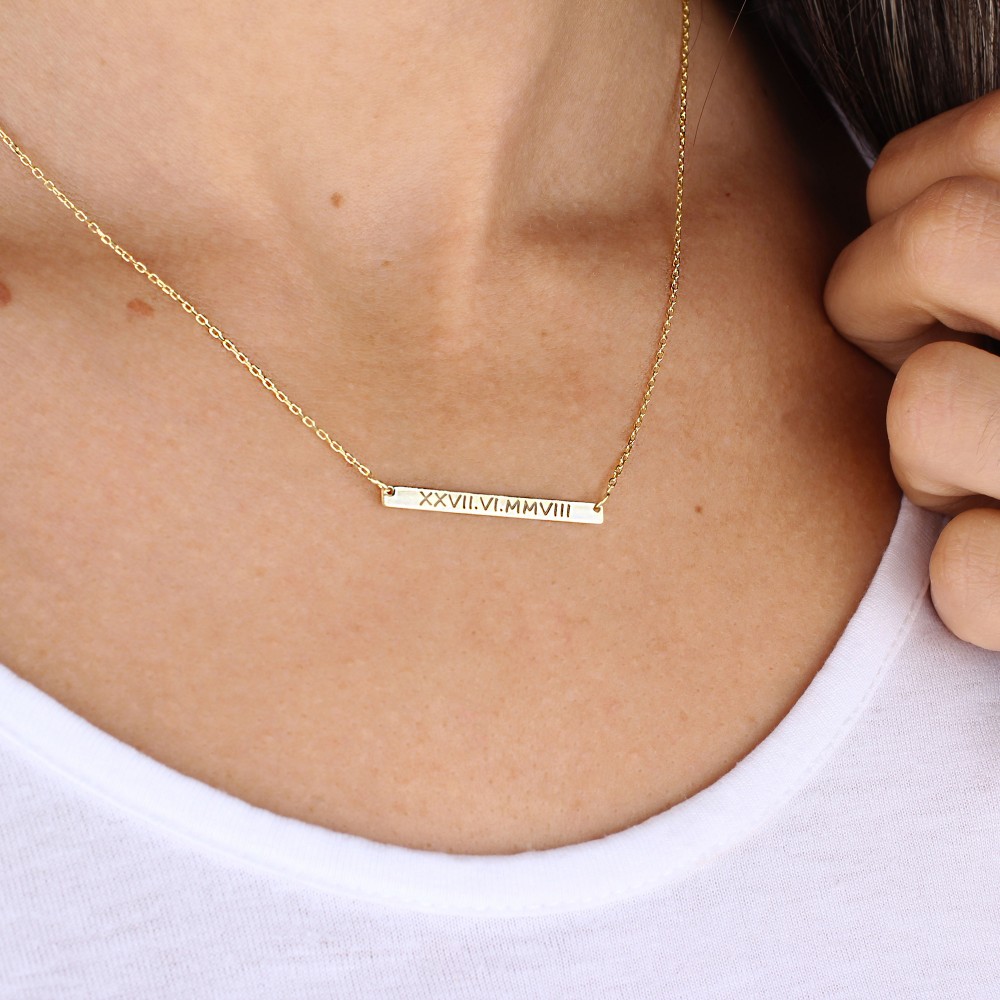 Glorria 925k Sterling Silver Personalized Bar Name Necklace