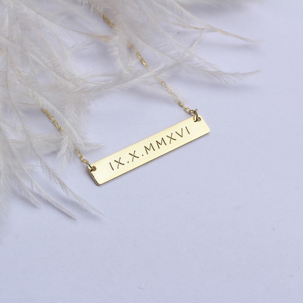 Glorria 925k Sterling Silver Personalized Bar Name Necklace