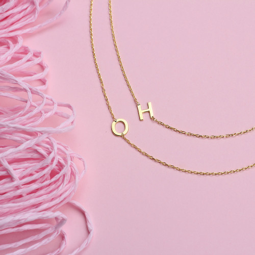 Glorria 925k Sterling Silver Custom Sideway Letter Necklace Glorria 925k Sterling Silver Custom Sideway Letter Necklace