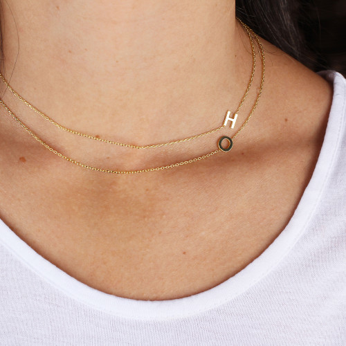 Glorria 925k Sterling Silver Custom Sideway Letter Necklace Glorria 925k Sterling Silver Custom Sideway Letter Necklace