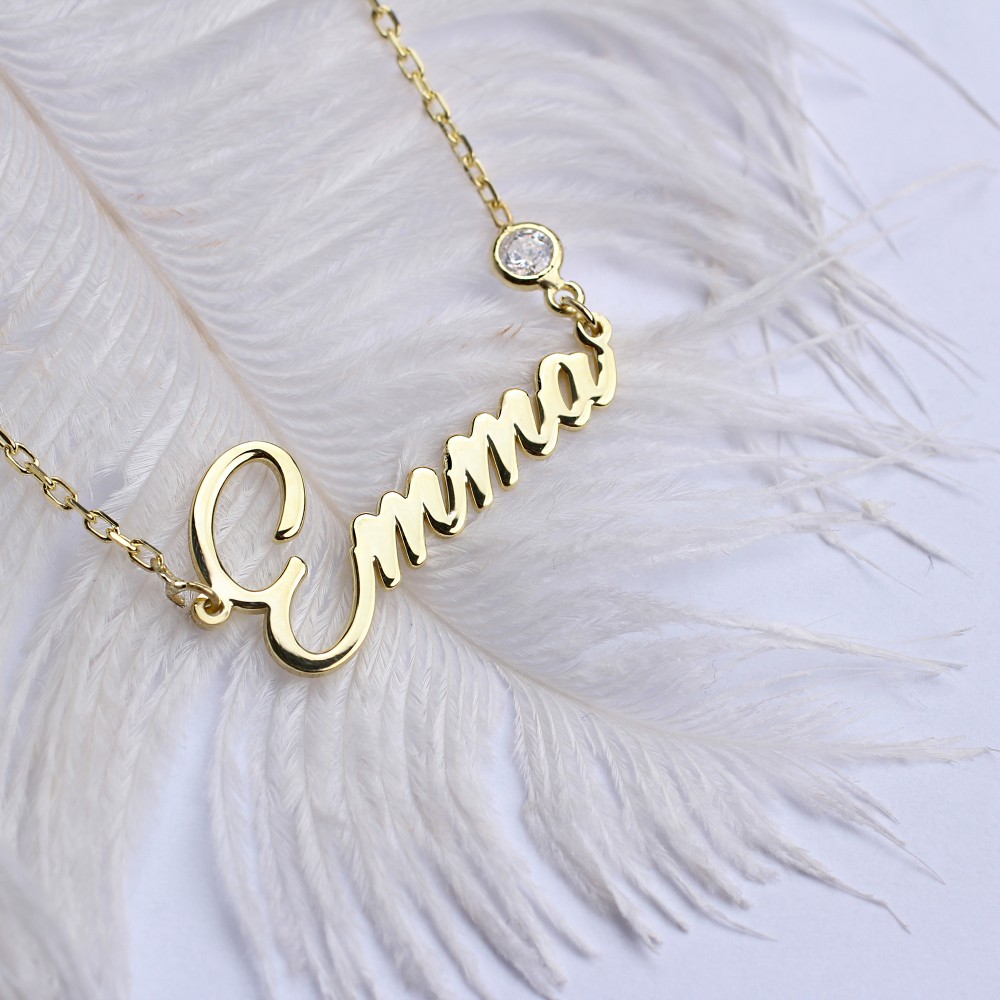 Glorria 925k Sterling Silver Personalized Silver Name Necklace