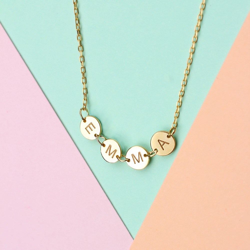 Glorria 925k Sterling Silver Sequin Disc Initial Necklace