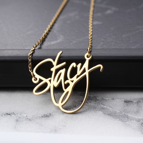 Glorria 925k Sterling Silver Calligraphy Name Necklace Glorria 925k Sterling Silver Calligraphy Name Necklace