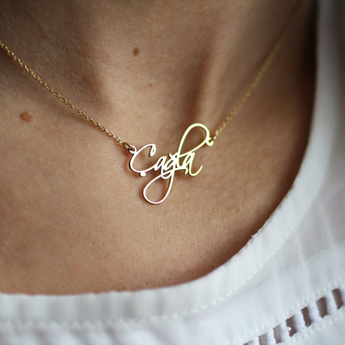 Glorria 925k Sterling Silver Calligraphy Name Necklace Glorria 925k Sterling Silver Calligraphy Name Necklace