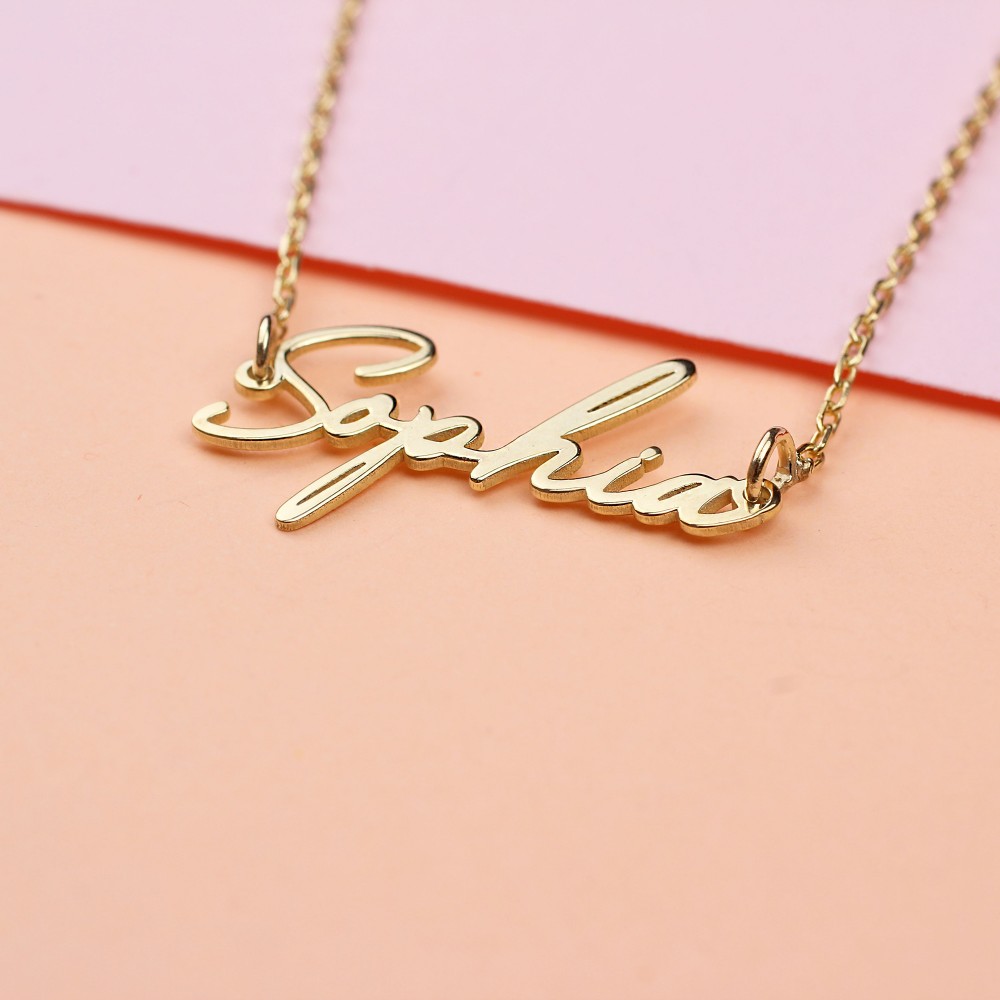 Glorria 925k Sterling Silver Modern Name Necklace