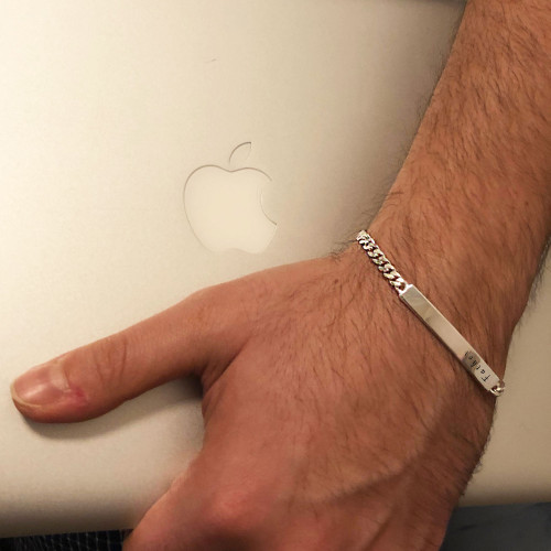 Glorria 925k Sterling Silver Engraved Mens Bracelet Glorria 925k Sterling Silver Engraved Mens Bracelet