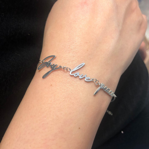 Glorria 925k Sterling Silver Three Name Initial Bracelet Glorria 925k Sterling Silver Three Name Initial Bracelet