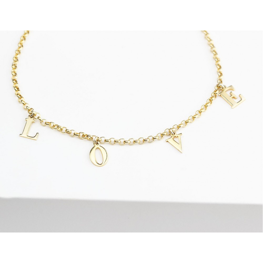 Glorria 925k Sterling Silver Personalized Initial Bracelet with Doc Chain