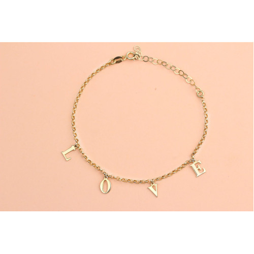 Glorria 925k Sterling Silver Personalized Initial Bracelet with Doc Chain Glorria 925k Sterling Silver Personalized Initial Bracelet with Doc Chain