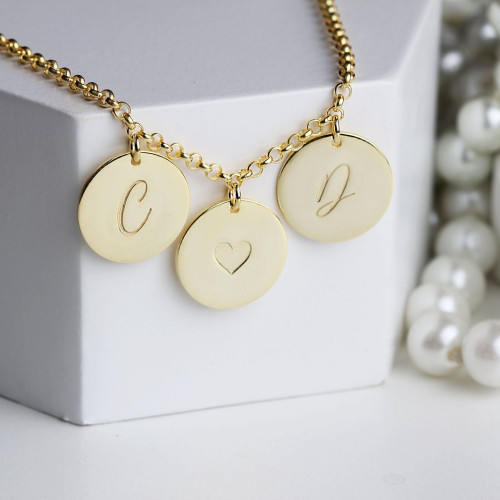 Glorria 925k Sterling Silver Personalized 3 Circle Necklace with Doc Chain Glorria 925k Sterling Silver Personalized 3 Circle Necklace with Doc Chain