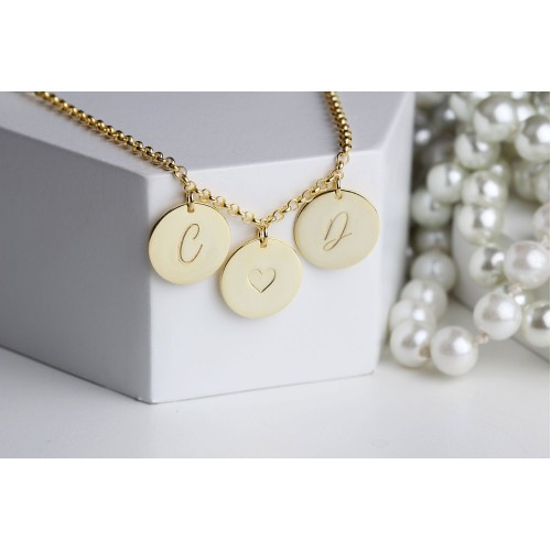 Glorria 925k Sterling Silver Personalized 3 Circle Necklace with Doc Chain Glorria 925k Sterling Silver Personalized 3 Circle Necklace with Doc Chain