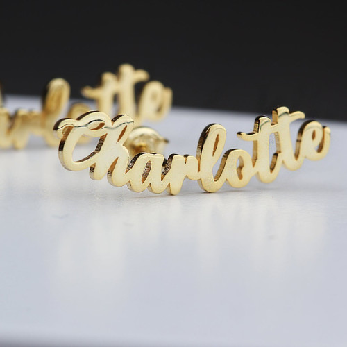 Glorria 925k Sterling Silver Personalized Name Earrings Glorria 925k Sterling Silver Personalized Name Earrings