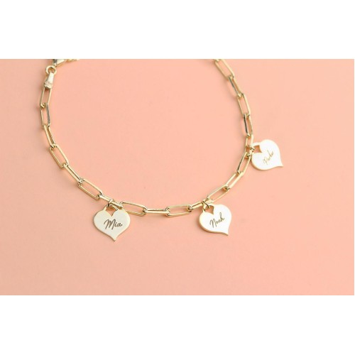 Glorria 925k Sterling Silver Personalized Heart Paperclip Bracelet