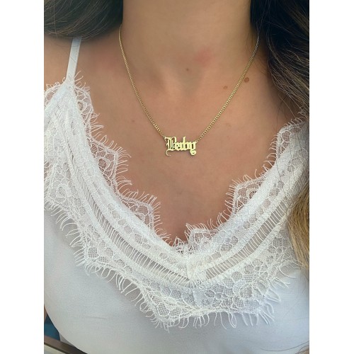 Glorria 925k Sterling Silver Personalized Gothic Name Necklace with Curb Chain Glorria 925k Sterling Silver Personalized Gothic Name Necklace with Curb Chain