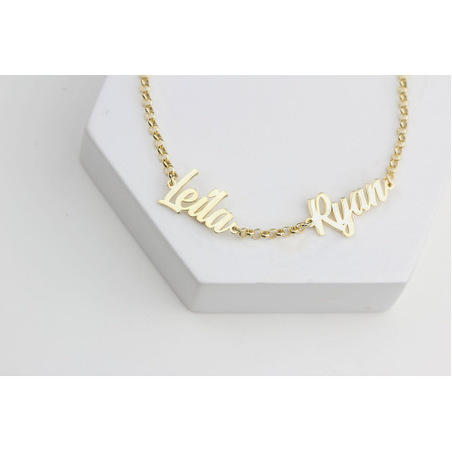 Glorria 925k Sterling Silver Personalized 2 Names Bracelet with Doc Bracelet Glorria 925k Sterling Silver Personalized 2 Names Bracelet with Doc Bracelet