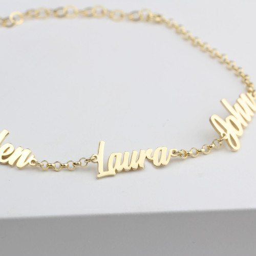 Glorria 925k Sterling Silver Personalized 3 Names Bracelet with Doc Bracelet Glorria 925k Sterling Silver Personalized 3 Names Bracelet with Doc Bracelet