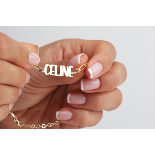 Glorria 925k Sterling Silver Personalized Name Bracelet with Figaro Chain Glorria 925k Sterling Silver Personalized Name Bracelet with Figaro Chain