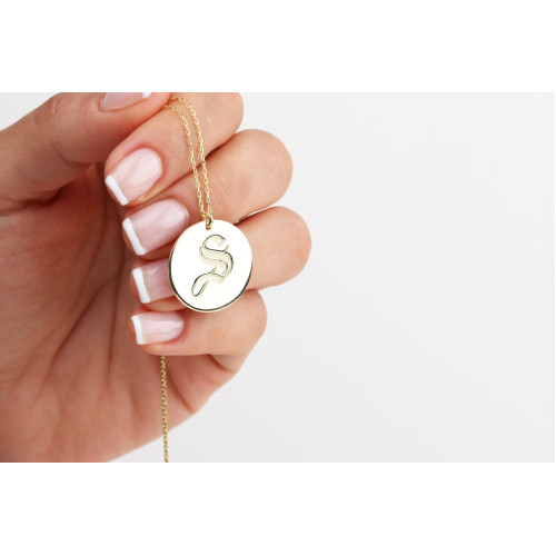 Glorria 925k Sterling Silver Personalized Circle Letter Necklace
