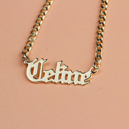 Glorria 925k Sterling Silver Personalized Name Necklace with Curb Chain Glorria 925k Sterling Silver Personalized Name Necklace with Curb Chain