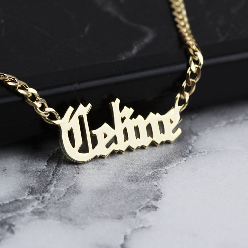 Glorria 925k Sterling Silver Personalized Name Necklace with Curb Chain