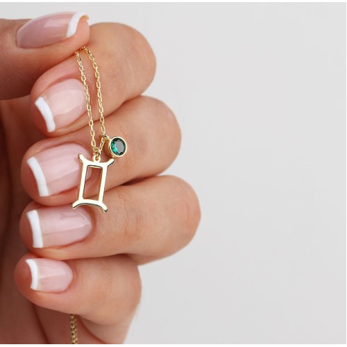 Glorria 925k Sterling Silver Personalized Zodiac Sign Birthstone Necklace Glorria 925k Sterling Silver Personalized Zodiac Sign Birthstone Necklace